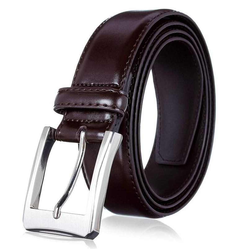 KM Legend Men's Genuine Leather Dress Belt with Premium Quality - Classic & Fashion Design for Work Business and Casual (Brown, 36) - Image 1